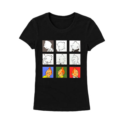 CAMISETA NEGRA HOMBRE TINTIN EVOLUCION TALLA S