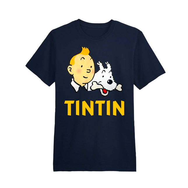 CAMISETA AZUL HOMBRE TINTIN LOGO TALLA S