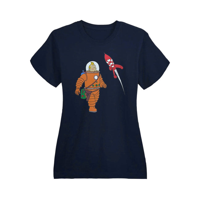 CAMISETA AZUL MUJER TINTIN ASTRONAUTA TALLA S