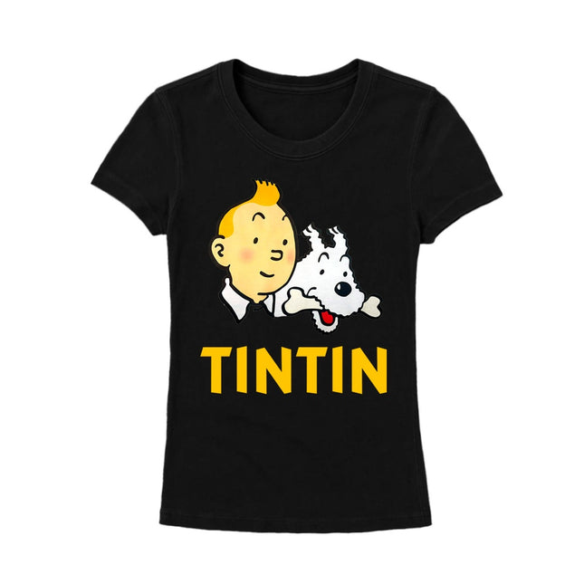 CAMISETA NEGRA HOMBRE TINTIN LOGO TALLA M