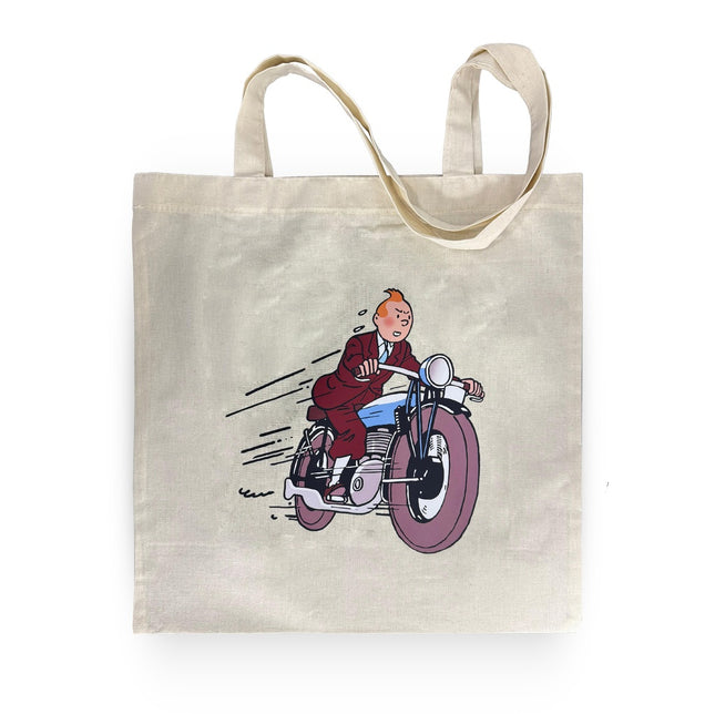 BOLSA TELA ESTAMPADA TINTIN MOTO NUEVA
