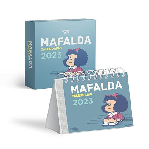 CALENDARIO CAJA MAFALDA 2023 AZUL CLARO | QUINO