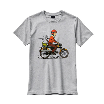 CAMISETA GRIS HOMBRE TINTIN MOTO TALLA S