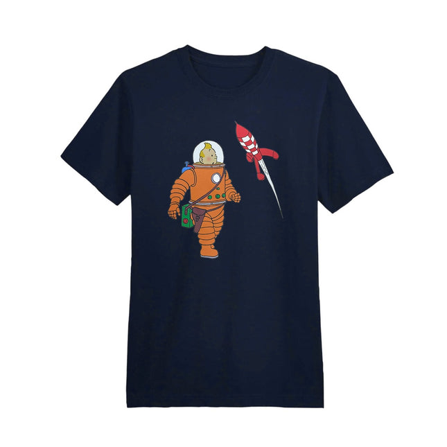 CAMISETA AZUL HOMBRE TINTIN ASTRONAUTA TALLA M