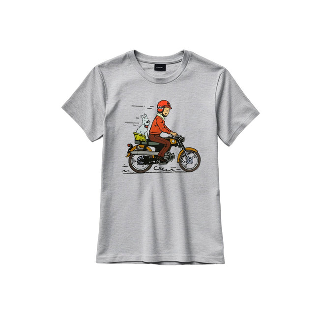 CAMISETA GRIS NIÑO TINTIN MOTO TALLA 12