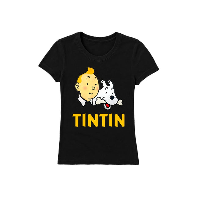 CAMISETA NEGRA NIÑO TINTIN LOGO TALLA 8