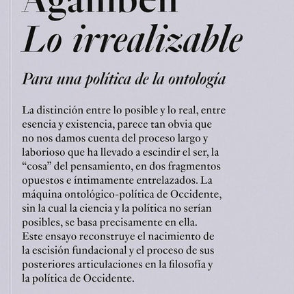 LO IRREALIZABLE | GIORGIO AGAMBEN
