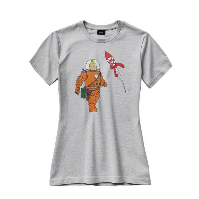 CAMISETA GRIS MUJER TINTIN ASTRONAUTA TALLA M