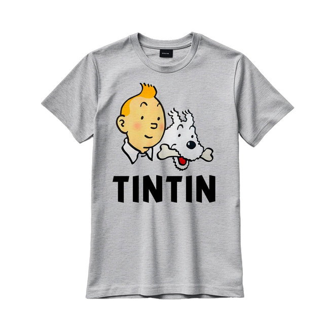 CAMISETA GRIS HOMBRE TINTIN LOGO TALLA M