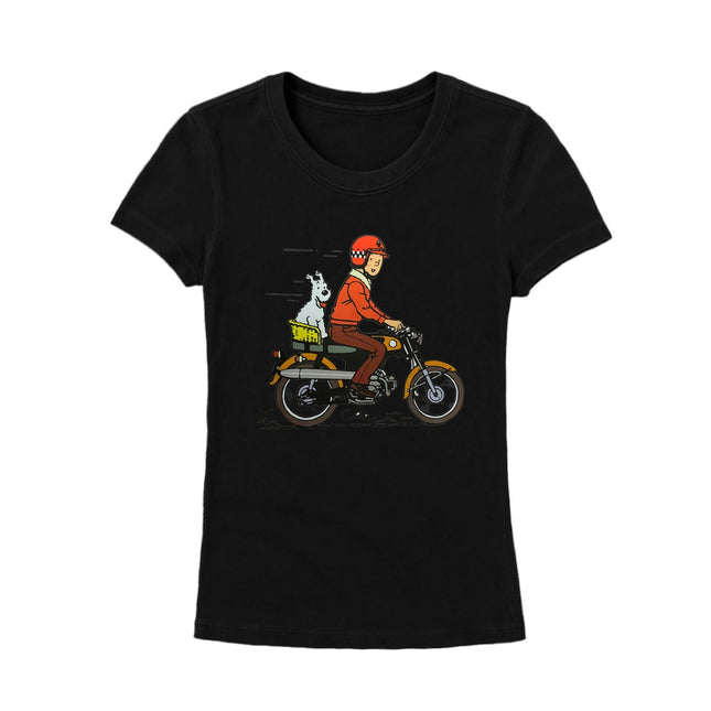 CAMISETA NEGRA HOMBRE TINTIN MOTO TALLA XL