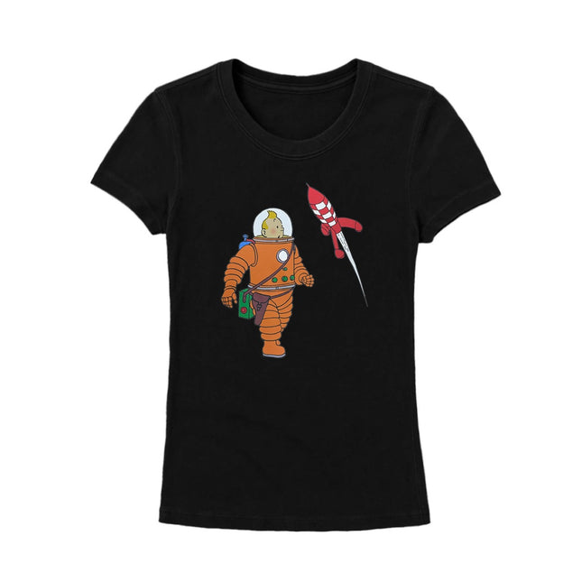 CAMISETA NEGRA HOMBRE TINTIN ASTRONAUTA TALLA M