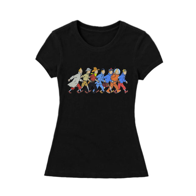 CAMISETA NEGRA MUJER TINTIN PERSONAJES TALLA M
