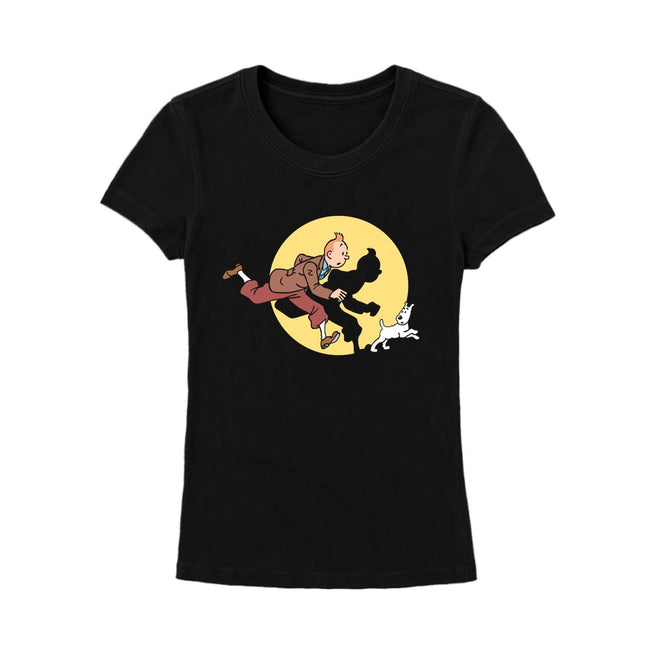 CAMISETA NEGRA HOMBRE TINTIN SOMBRA TALLA L